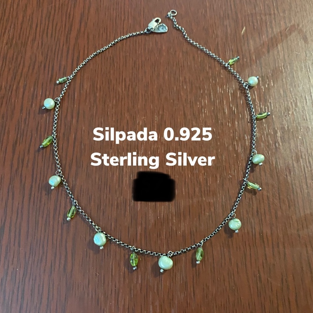 SILPADA Silver and green stones necklace